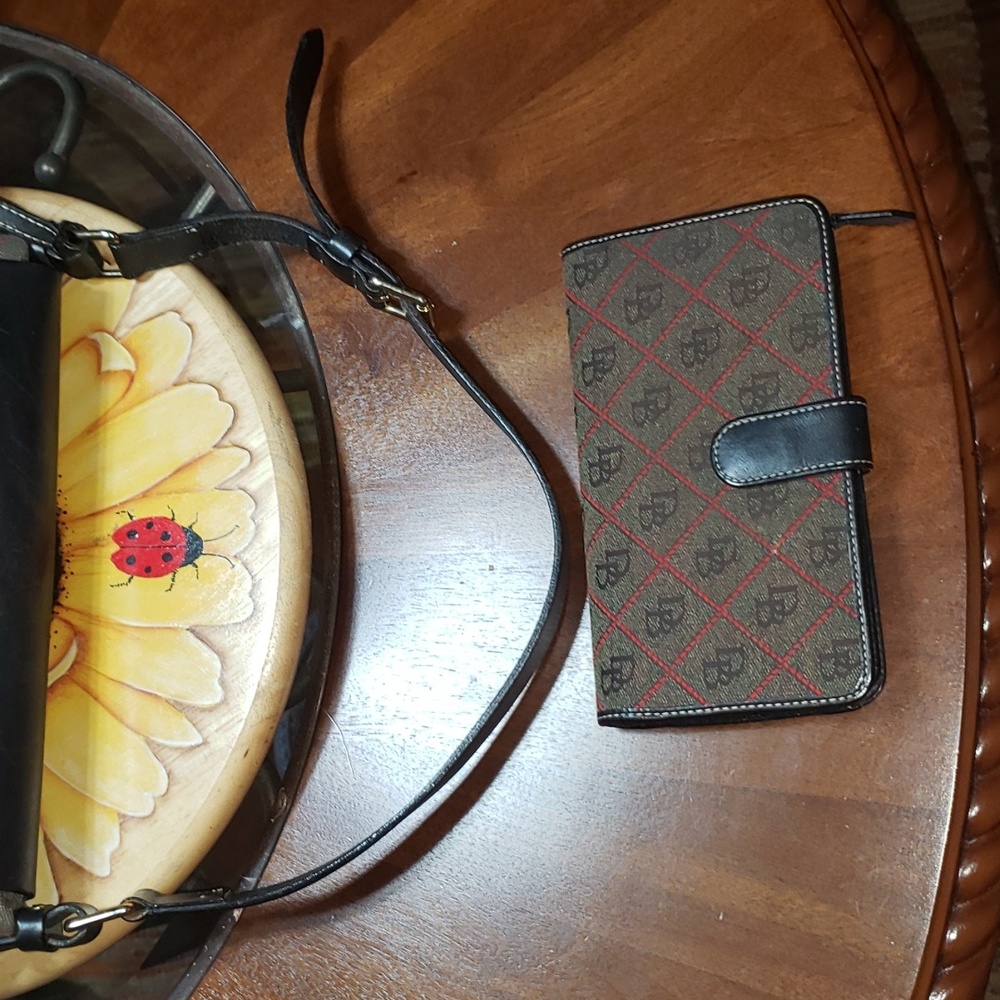 💘🖤💘 2 PC DOONEY & BOURKE SIGNATURE MONOGRAM CANVAS LEATHER PURSE WALLET SET - Picture 9 of 16